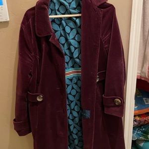 Purple velvet trench coat